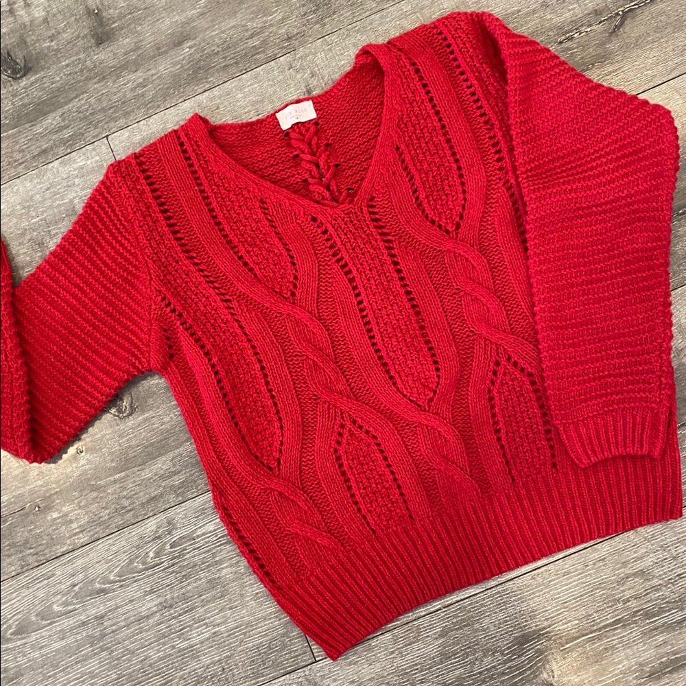 Red Crochet Sweater